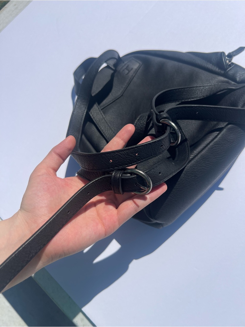 Universal Thread Black Mini Leather-Look Backpack - Picture 4 of 6